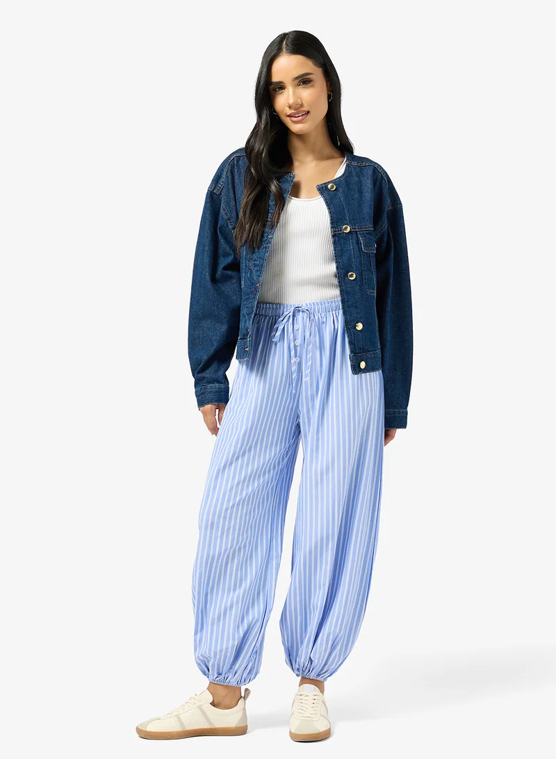 جينجر Stripe Wide Leg Balloon Pants